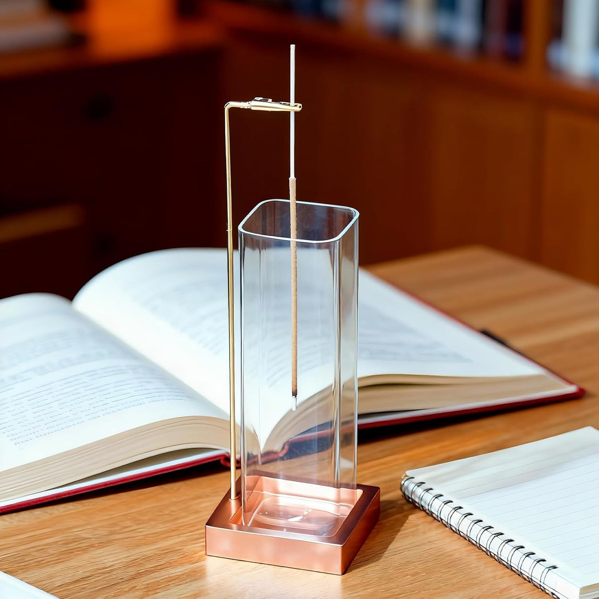 Incense Holder, Metal Incense Holder for Sticks with Removable Glass Ash Catcher, Anti-Ash Incense Burner,Luxury Home Décor for Meditation Relaxation (Rose Gold)