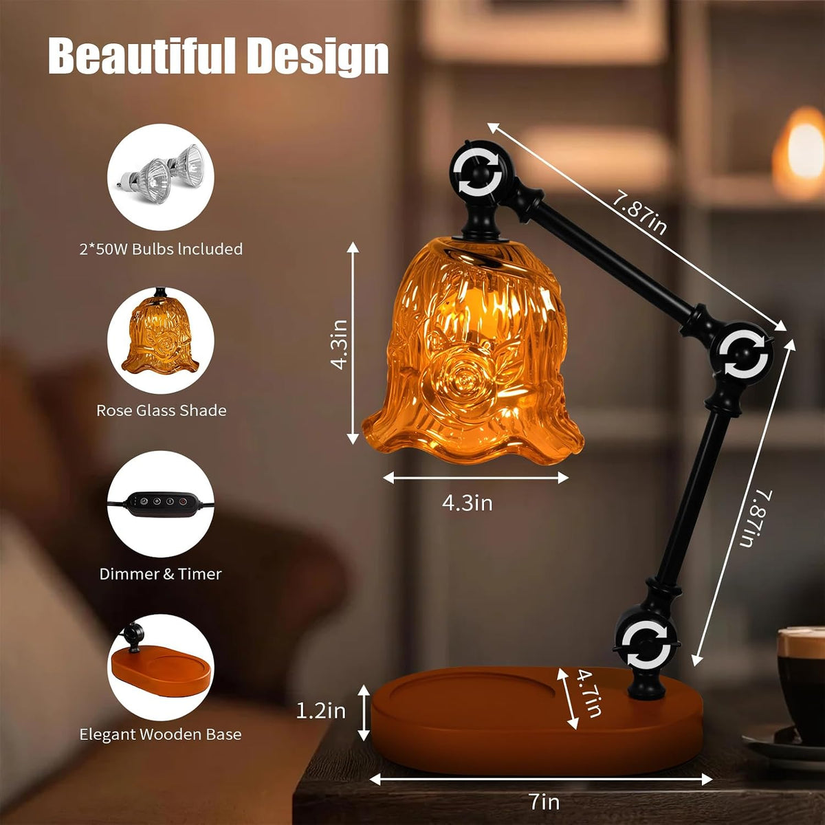 Candle Warmer Lamp Dimmable Wax Melting Warmer Adjustable Height