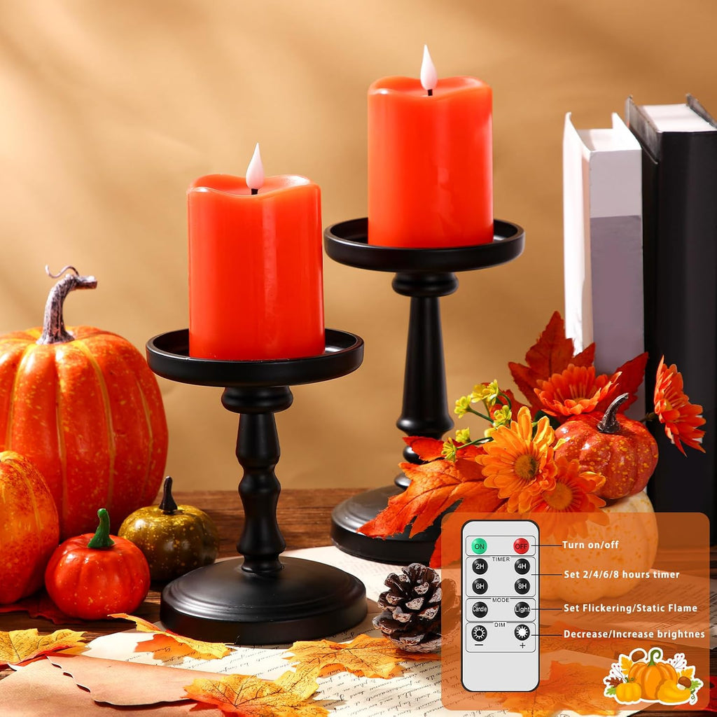 Retisee Flameless LED Candles Real Wax, 4 Pcs, Orange, 3 x 4 in