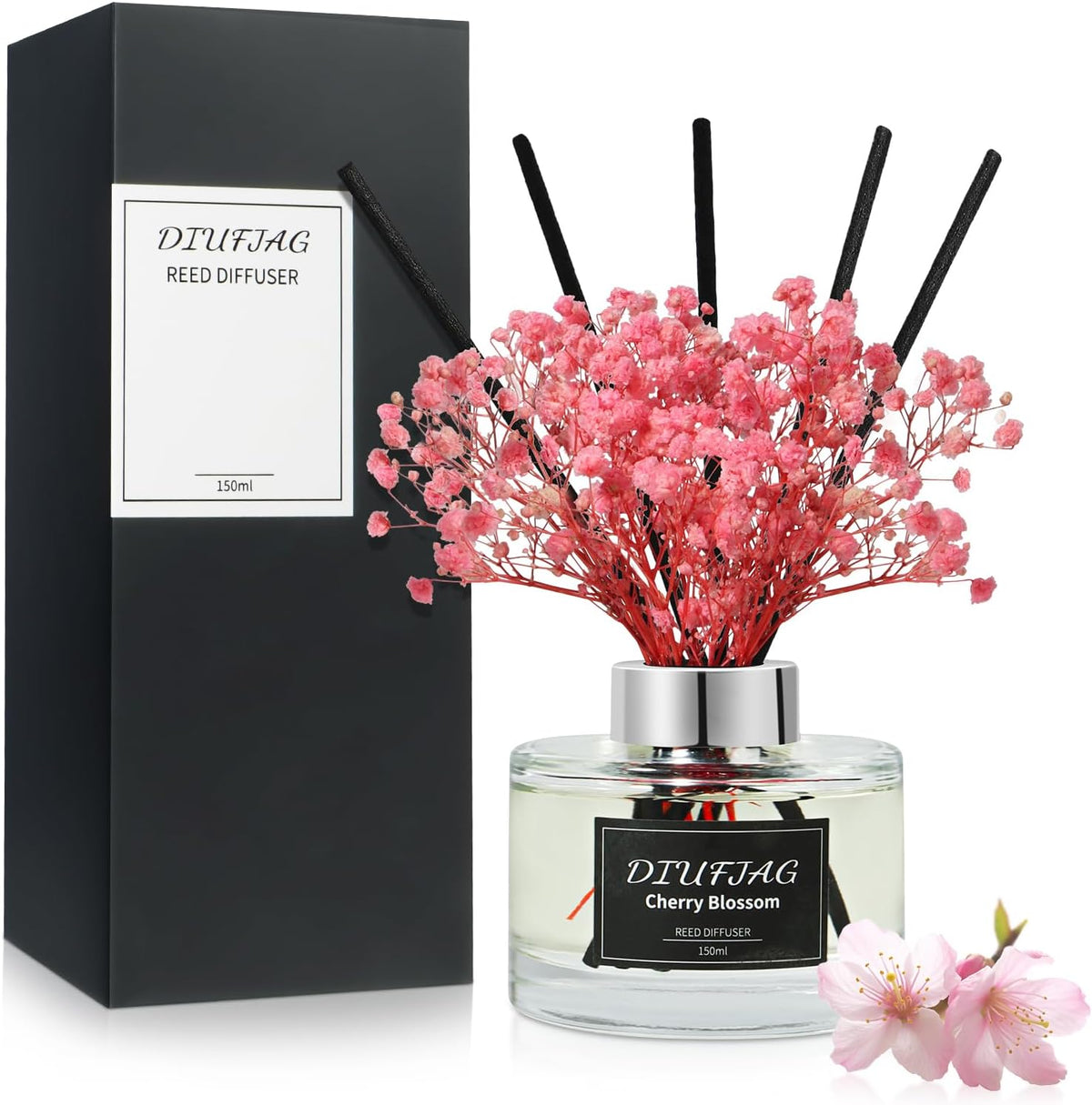 Cherry Blossom Reed Diffuser Set, 5.07 fl oz Scented Oil Diffuser