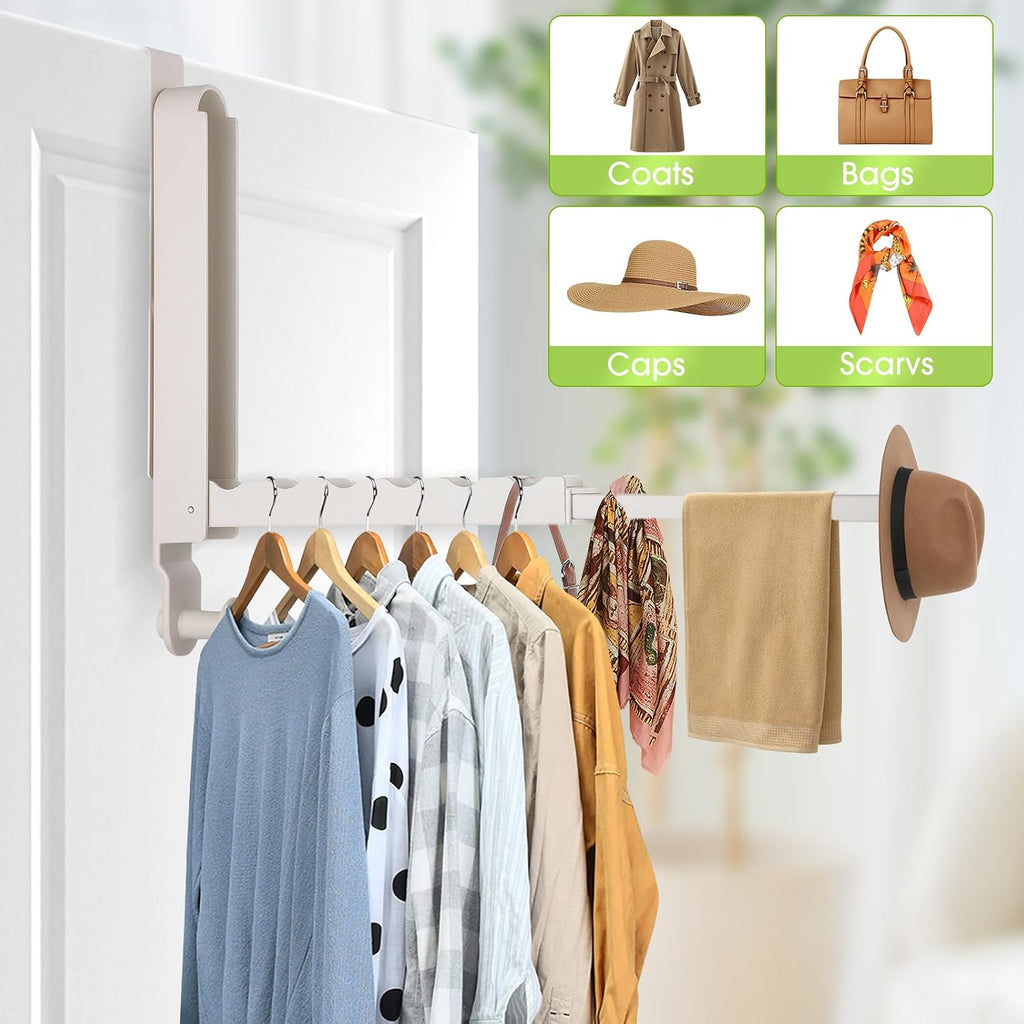 Over The Door Drying Rack, 1 Pack White Foldable Clothes Hanger Doors Hooks