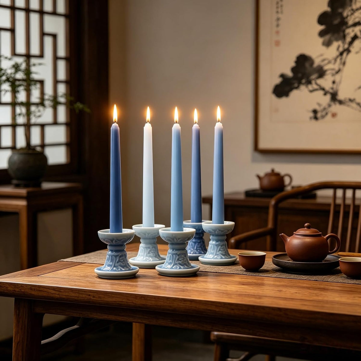 10 Inch Gradient Blue Smooth Taper Candles for Home Decor
