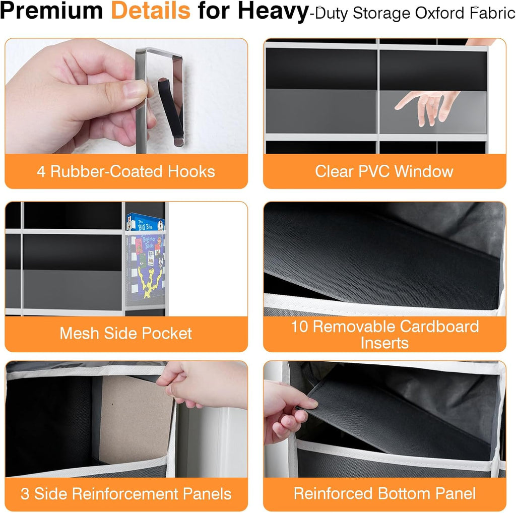 Over The Door Storage Organizer 5 Tiers Extra Large Heavy Duty Oxford Black
