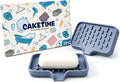 CAKETIME 2 Pack Silicone Soap Dish with Drainage Holes for Bathroom Shower Caddy Kitchen Counter Sponge Holder Bar Sink Organizer Tray Container Drying Accessories Small Case Saver Box Stuff Blue