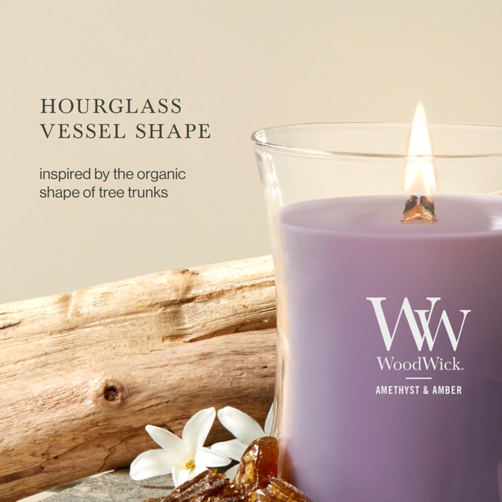 WoodWick Amethyst & Amber Scented Candle, Crackling Wick, 9.7oz