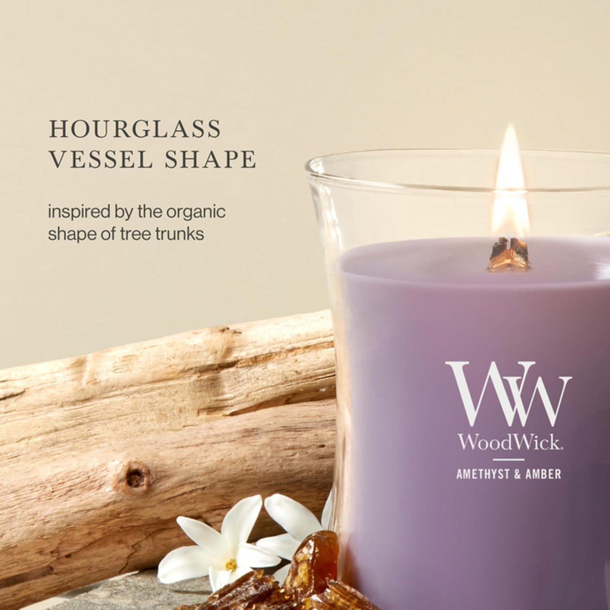 WoodWick Amethyst & Amber Scented Candle, Crackling Wick, 9.7oz