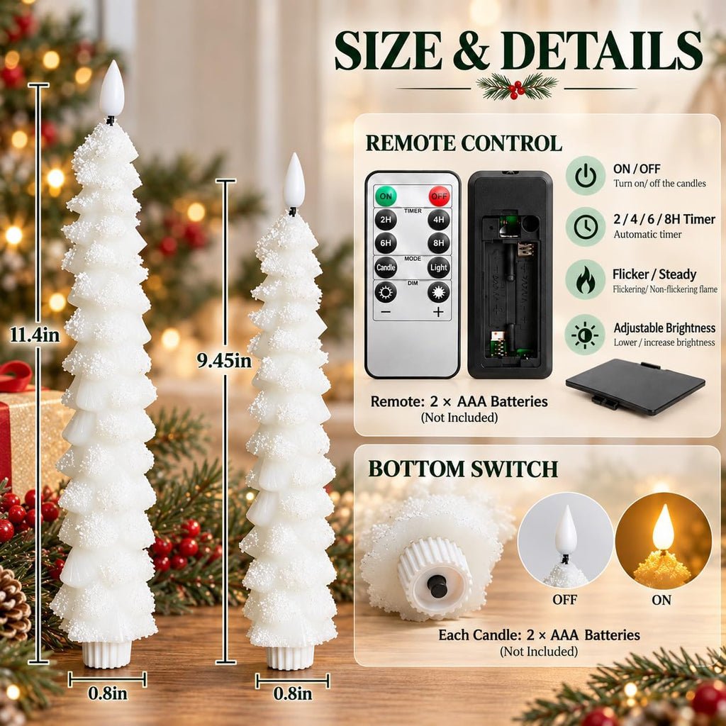 MUMCHASI Christmas Decorations, Christmas Tree Flameless Taper Candles