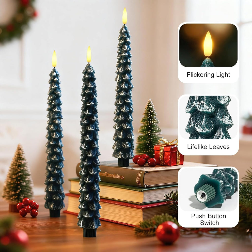 Christmas Decorations For Home, Christmas Tree Flameless Taper Candles