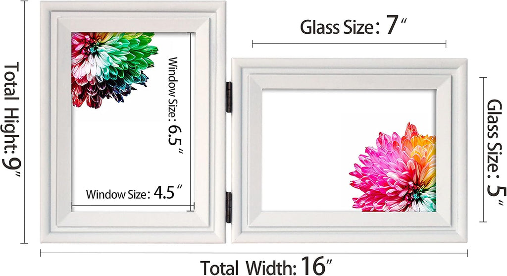 Double 5x7 Vertical Horizonta Frame, White Decorative Wood Frame