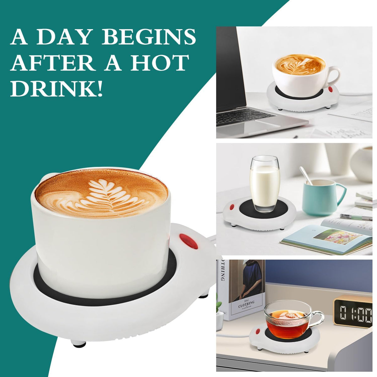 ASAWASA Candle Warmer for Large Jar, Coffee Mug Warmers (White)