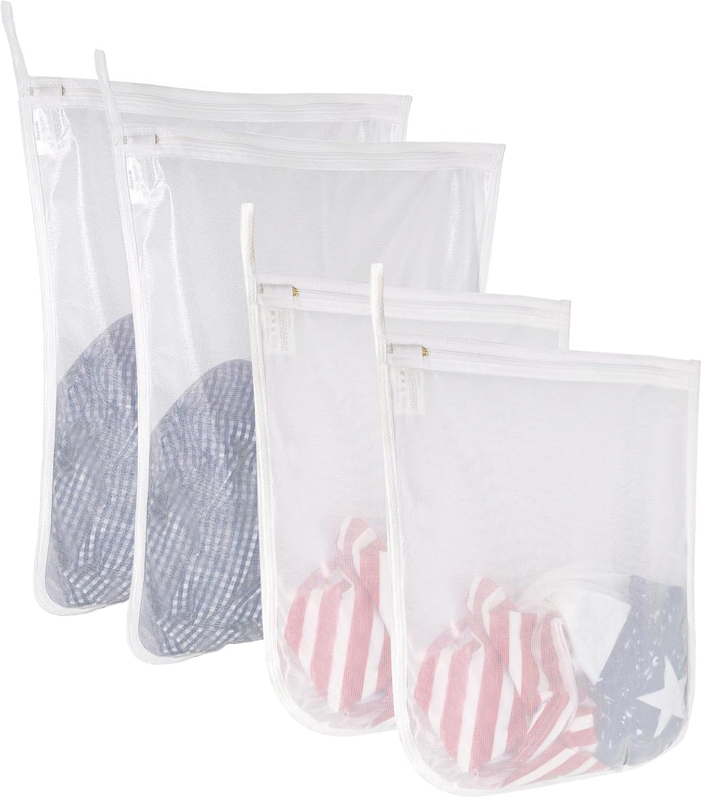 GOGOODA 4 Pack Delicates Laundry Bags, Fine Mesh Wash Bag with Hanging Loop