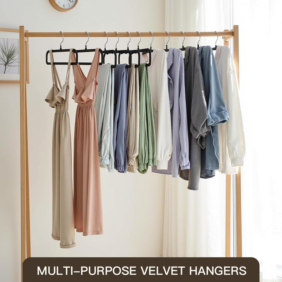 Velvet Pant Hangers 20 Pack Pant Hangers,Heavy Duty Velvet Hangers for Pants,Jeans,Scarf,Towels,Tank Top,Coat.Closet Organizers and Storage（Black）