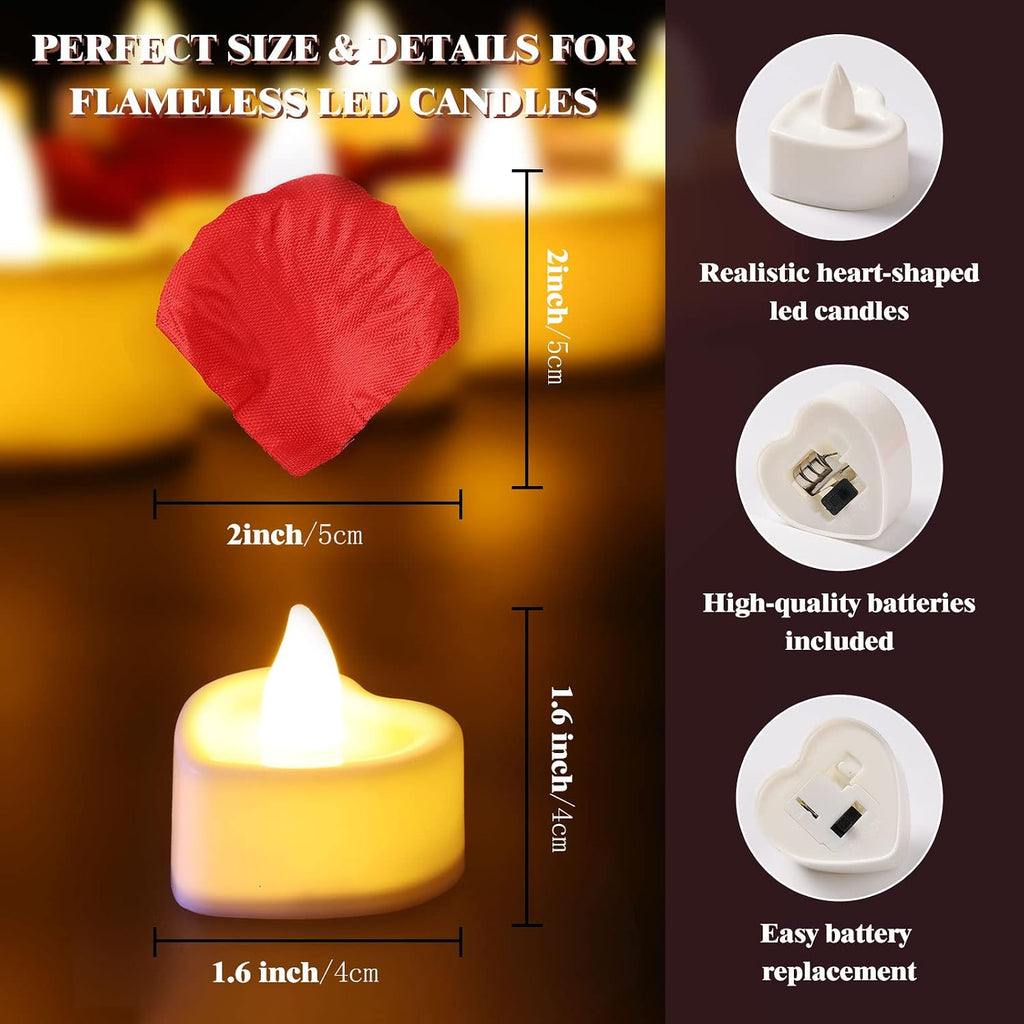 7000 Pieces Artificial Rose Petals with 72 Pcs Flameless LED Candles Battery Operated Led Tea Lights Candles Romantic Decoration Set