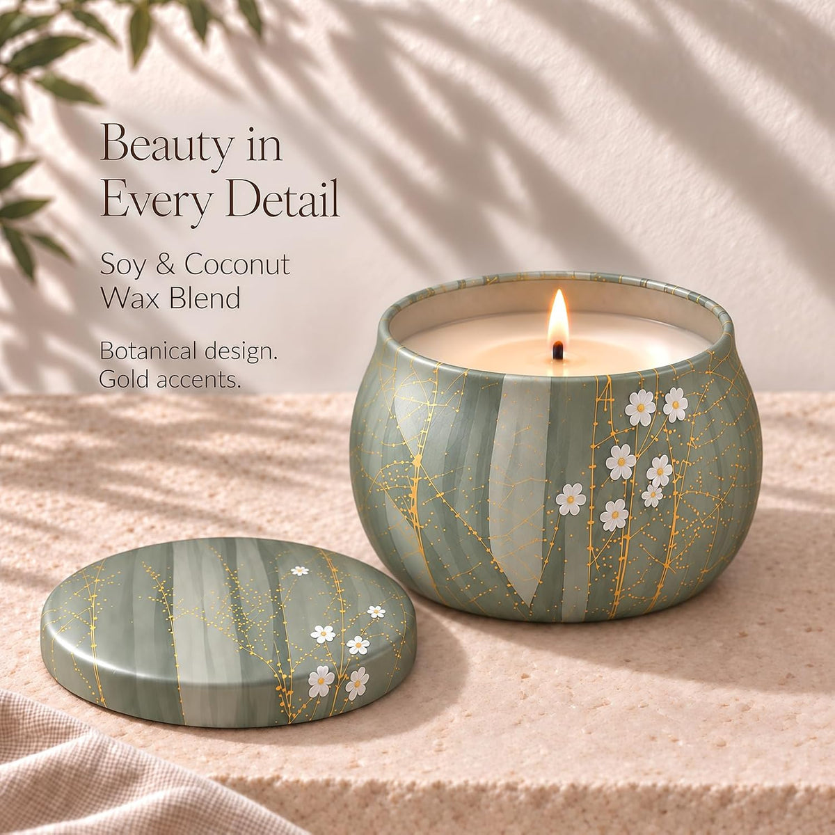 4 Pack Scented Candles Gift Set, Botanical Candle Set with Soy-Coconut Wax