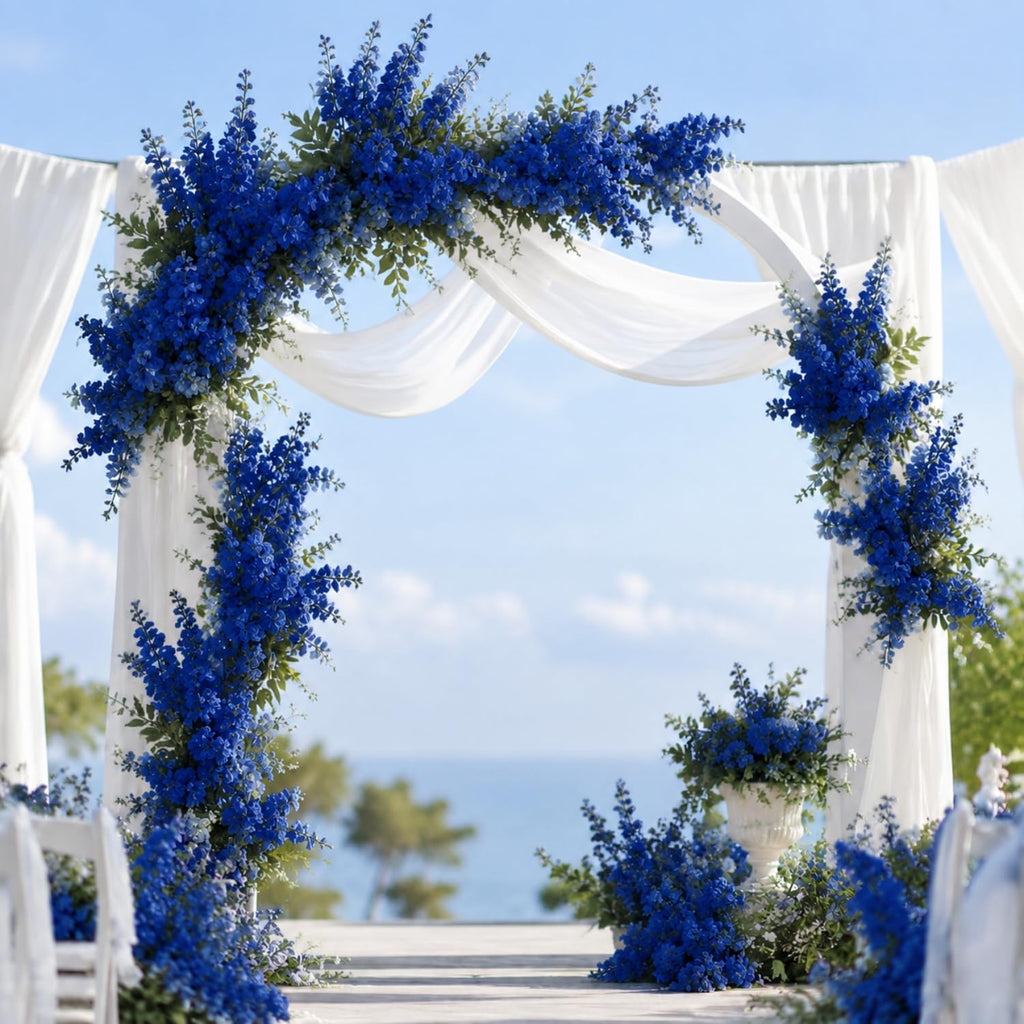 Thiccywoov 24 Pcs Royal Blue Delphinium Artificial Flower Bulk, 34.25"