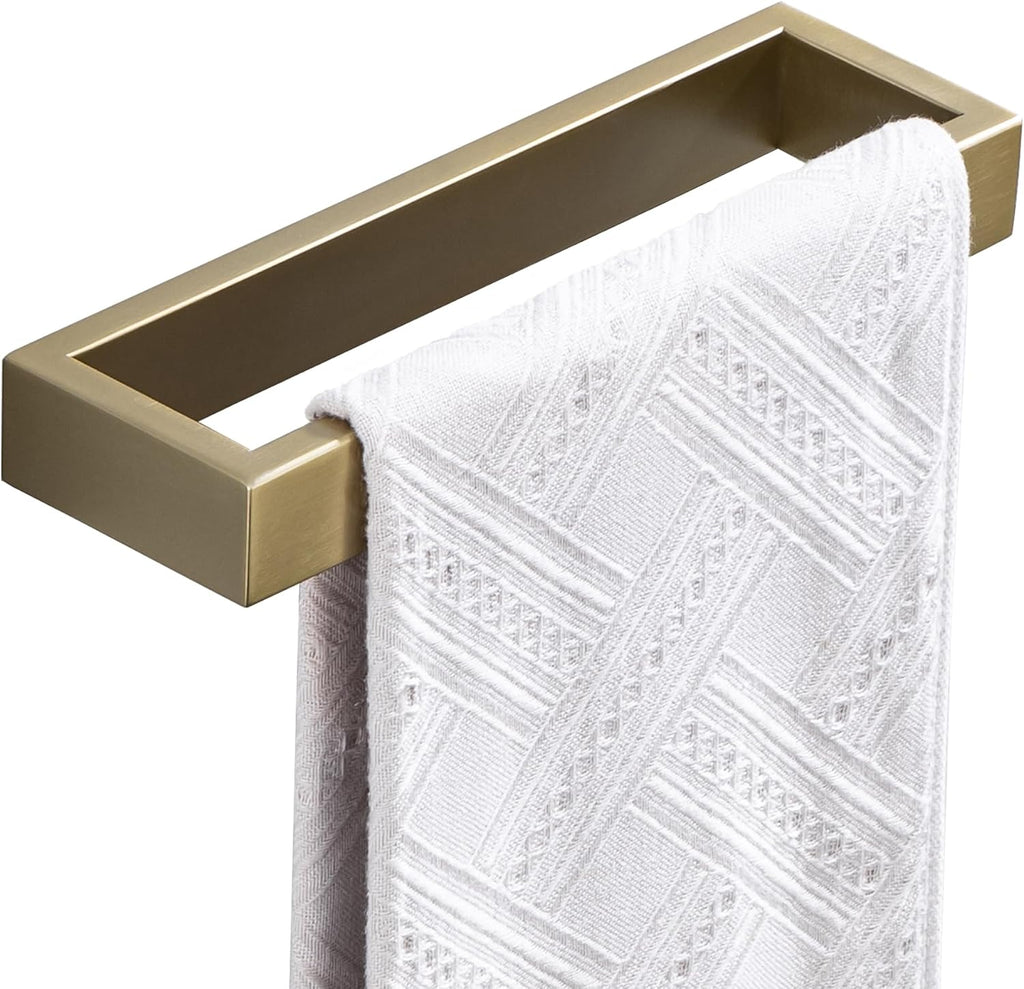 Towel Bar, 9 Inch Hand Towel Holder Wall Mount, Towel Racks for Bathroom Accessories, Stainless Steel Towel Ring Hardware (Brushed Gold, 1 Pack)