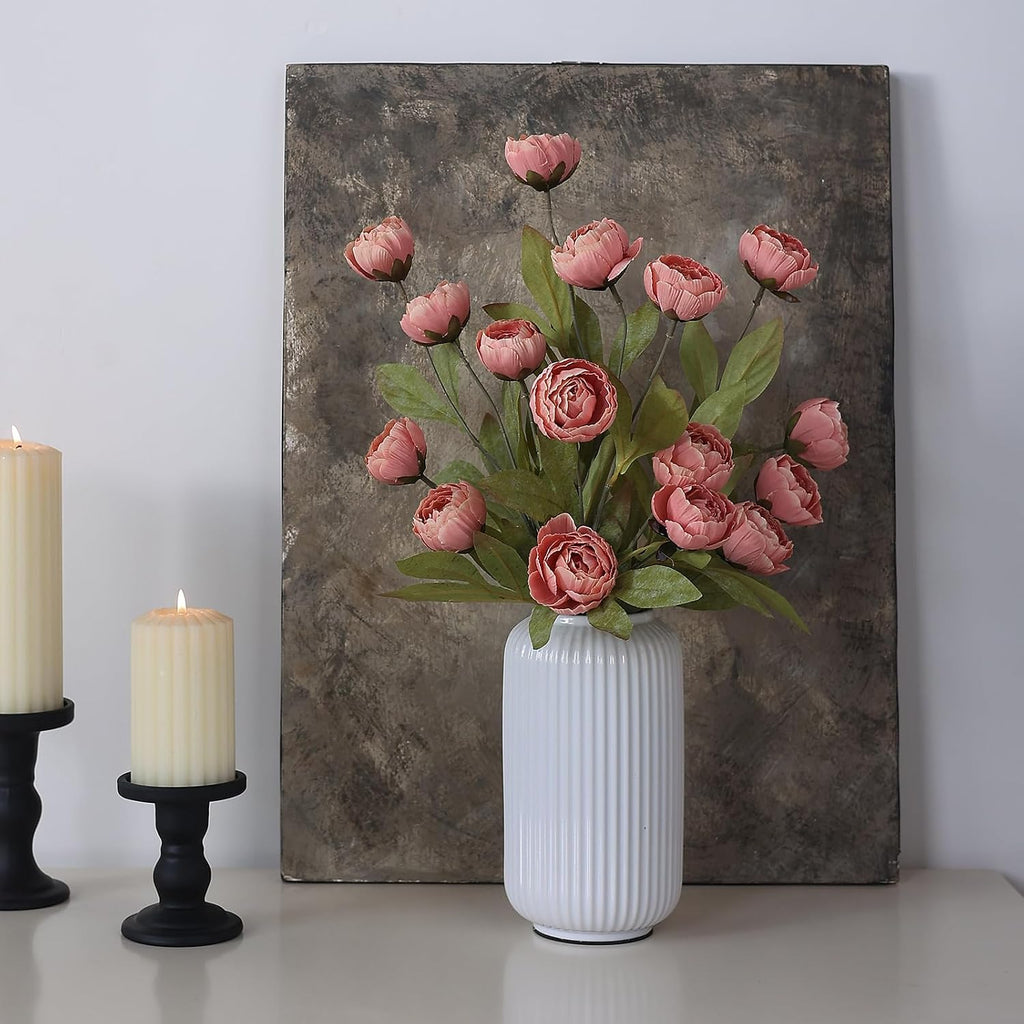 6 Pcs 27" Faux Silk Peony Artificial Flowers Stems for Vase (Dusty Pink)