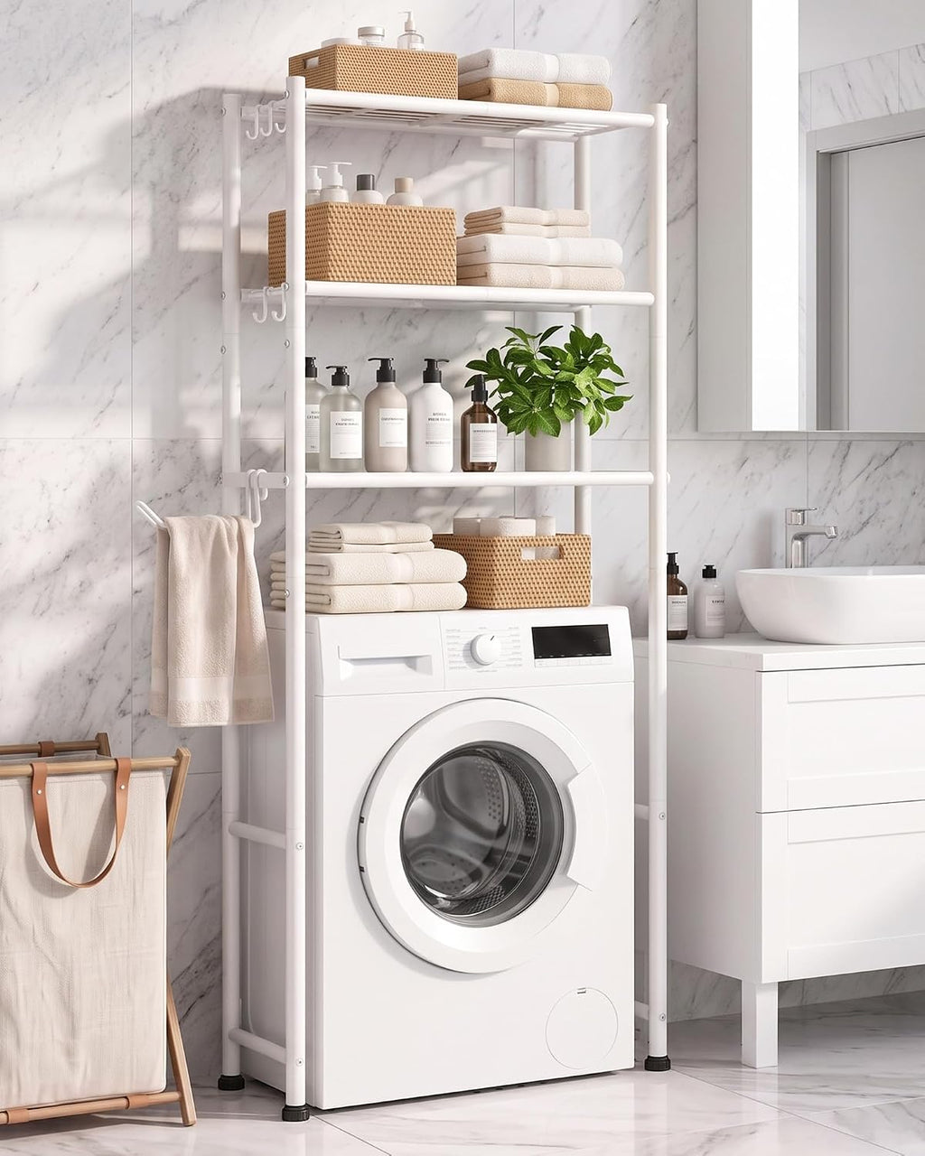 Kitsure Over Toilet Storage Rack, Sturdy Metal, 3 Tier Shelves, 61.0" H