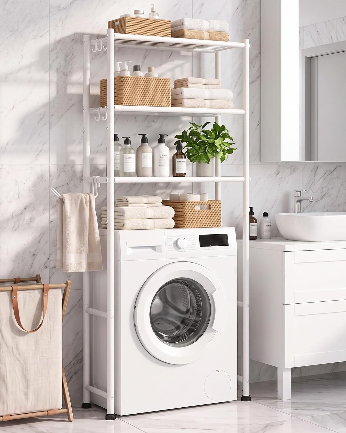 Kitsure Over Toilet Storage Rack, Sturdy Metal, 3 Tier Shelves, 61.0" H