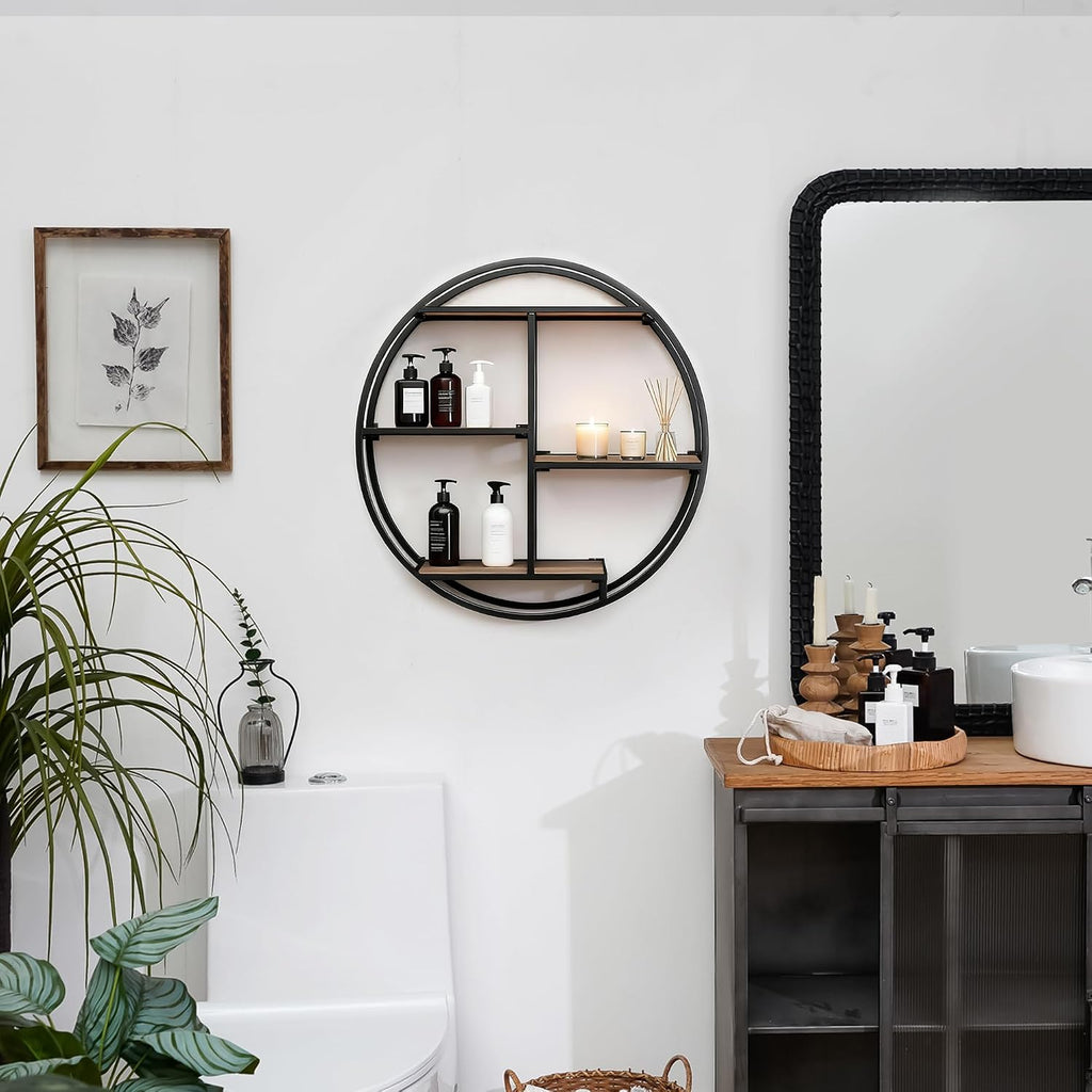 4 Tier Industrial Style Foldable Round Wall Shelves