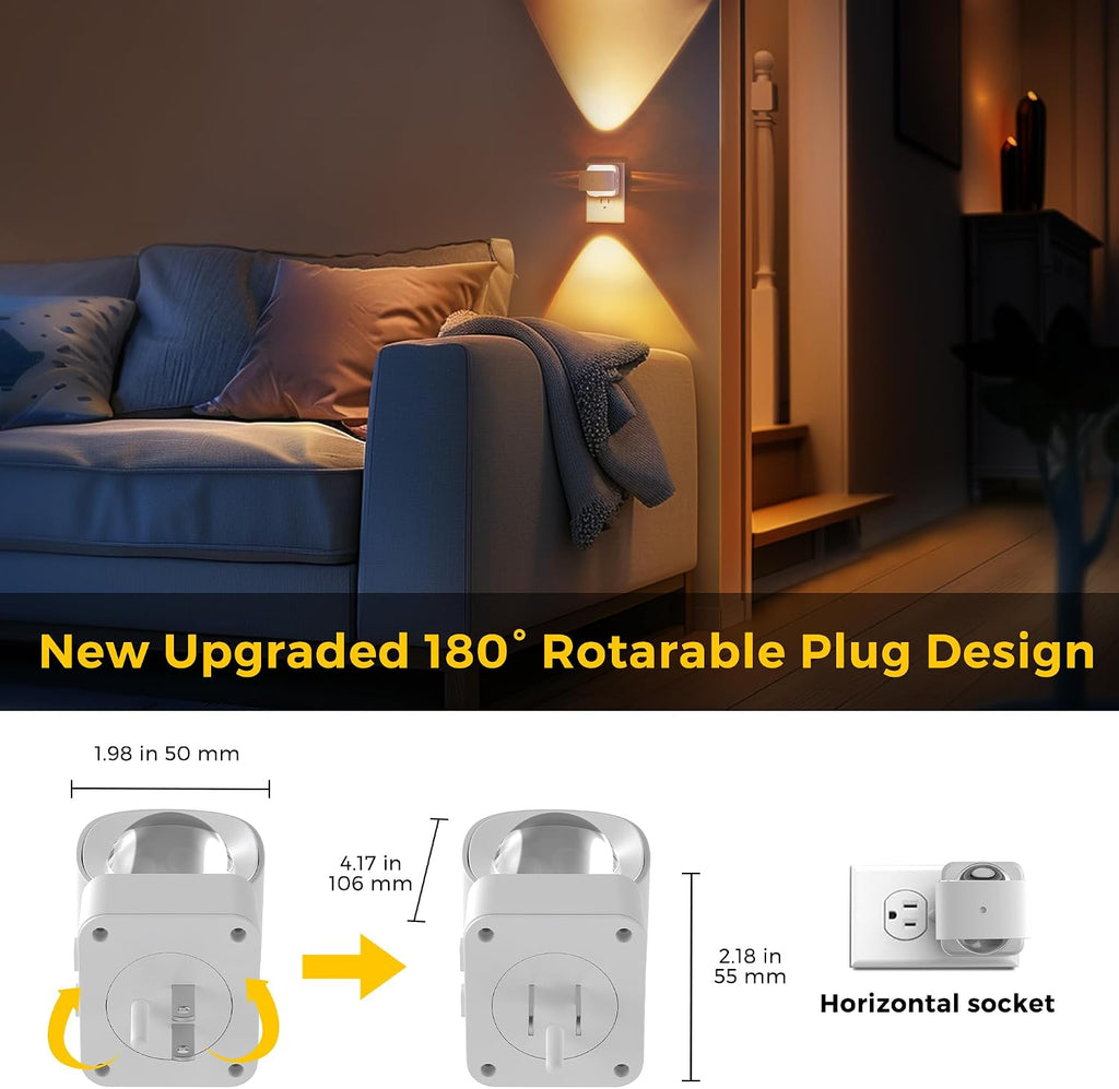 L LOHAS LED Night Light Projector, Night Lights Plug into Wall 3CCT 2 Pack
