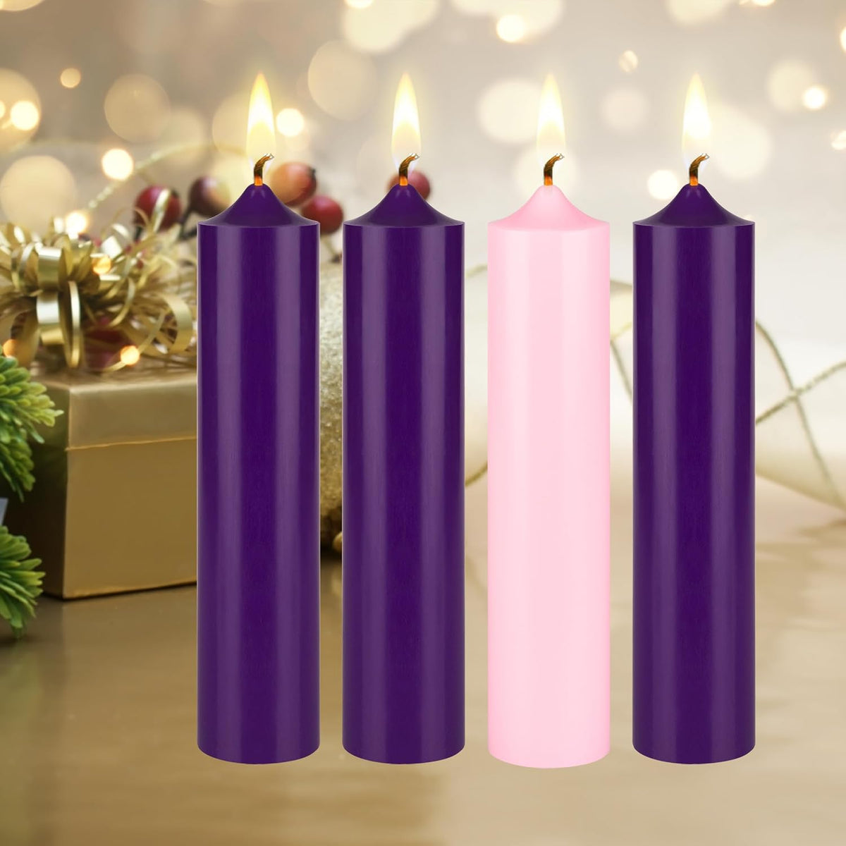 Mega Candles Unscented Advent Bell Top Pillar Candle Set 4 ct 2" x 9"