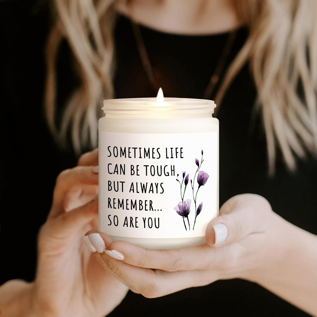 Shqiueos Inspirational Gifts for Women, Cancer Care Lavender Scented Candle