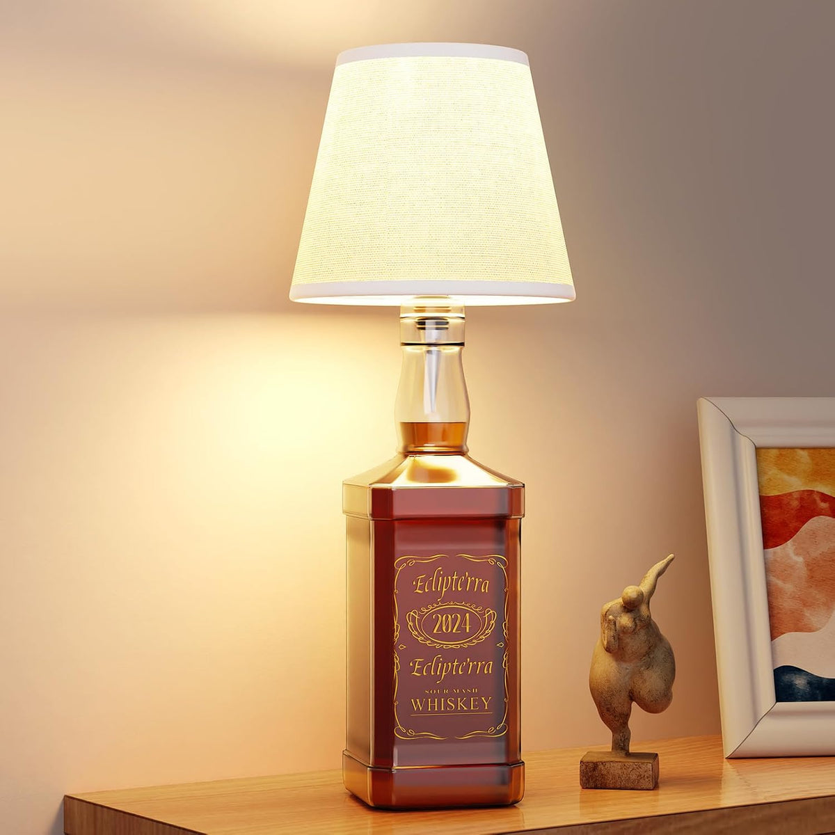 Cordless LED Bottle Lamp 5000mAh Battery Portable Wireless Table Lamp Wine Bottle Lamp for Indoor Outdoor Dining Bedroom with Remote (White, 1 Pack)