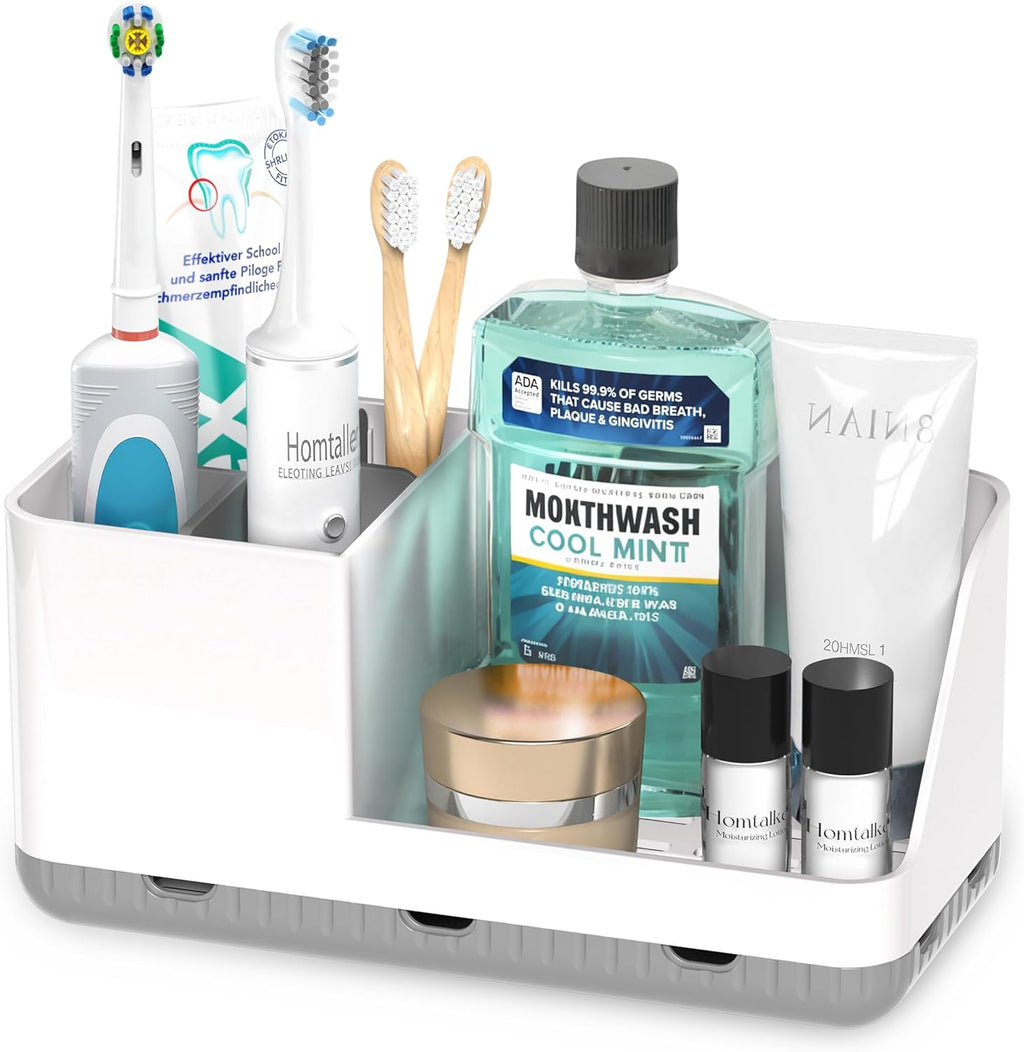 Toothbrush Holder Bathroom Counter Organizer & Storage Detachable