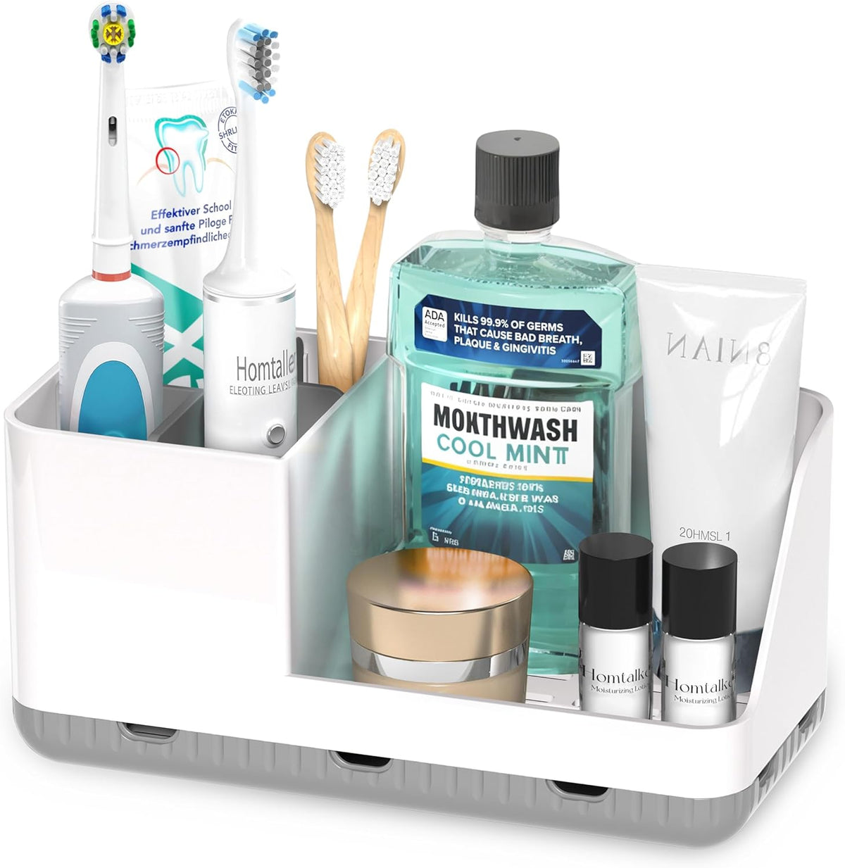 Toothbrush Holder Bathroom Counter Organizer & Storage Detachable