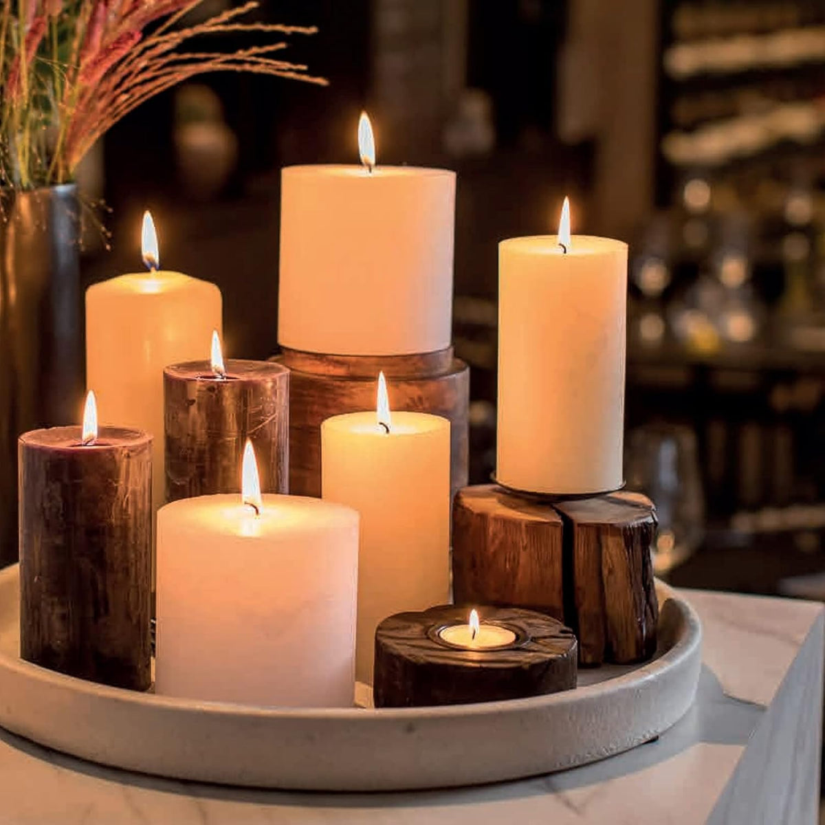 SPAAS Rustic Black Pillar Candles - 2.8" X 3" Unscented - 4 Pack for Home Decor, Halloween, Wedding, Spa, Holidays, Restaurants