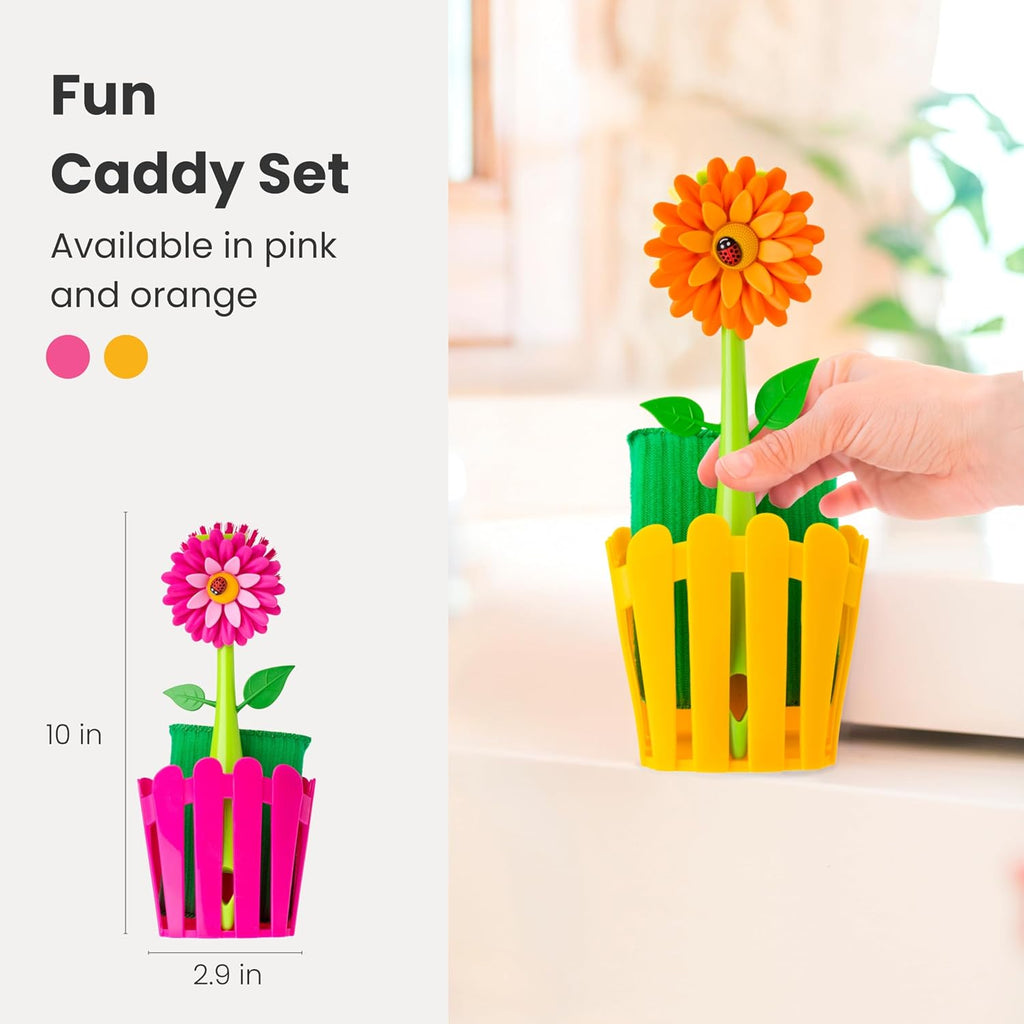 Vigar Flower Power Kitchen Sink Caddy Organizer Set - Orange