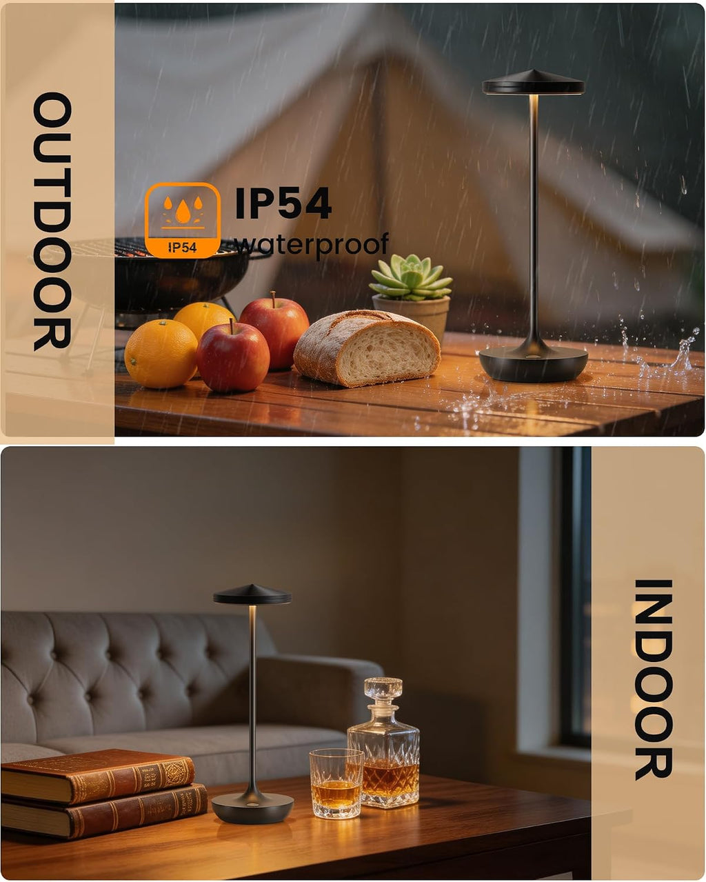 LED Rechargeable Portable Cordless Table Lamp (Black)