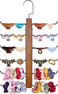 SNOWSTAR Claw Clip Organizer and Scrunchie Holder,6-Tier Iron Rod Hair Clip Holder Hanger for Women Girls,Metal&Wood Claw Clips Organizer Hanger Home Decor for Wall,Door,Closet