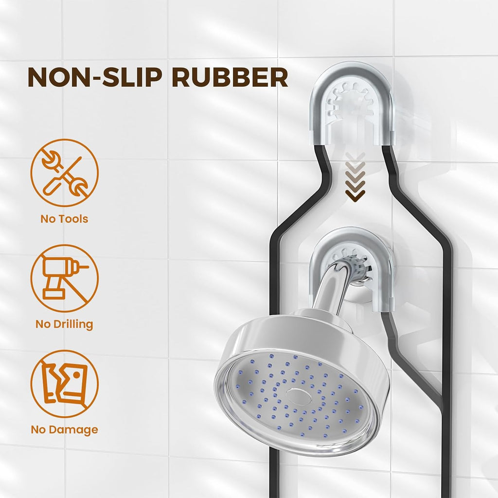 REINHARDT Split Shower Caddy Hanging for Handheld Showerheads, Black