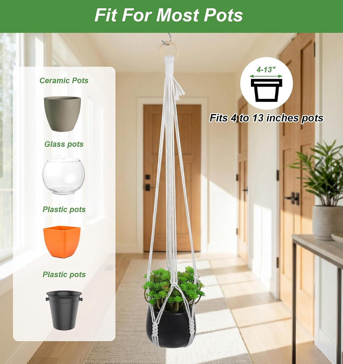 31 Inch Hanging Plant Holder, Decorative Small Macrame Plant Hangers Indoor