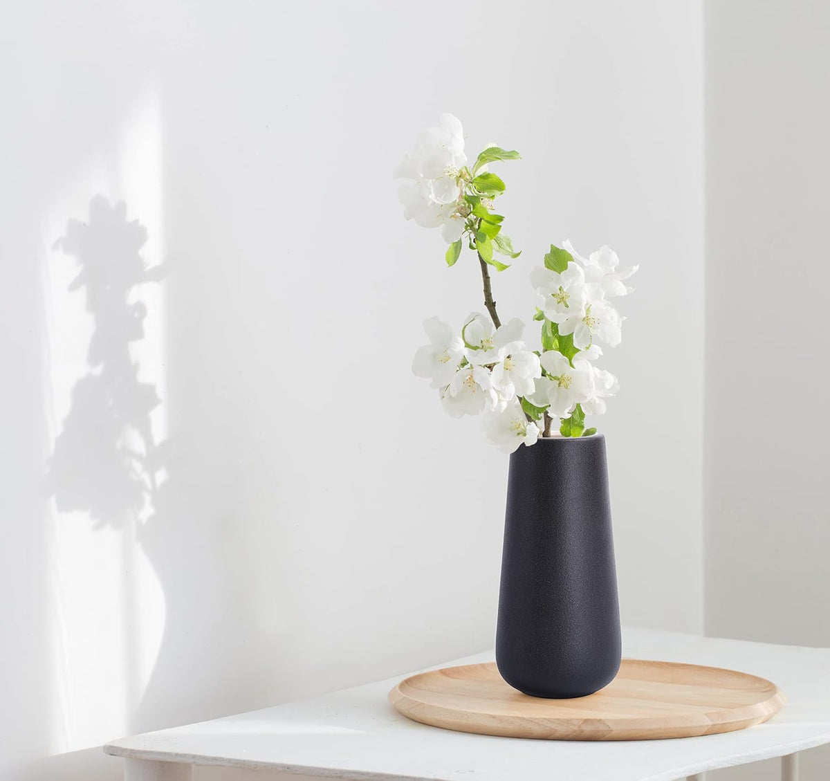 D'vine Dev 8 Inch Ceramic Flower Vase Textured Finishing, Minimalist Design for Kitchen, Bedroom, Living Room, Centerpieces, Office, Raven Grain, VS-XH-B-1 (Pack of 3)