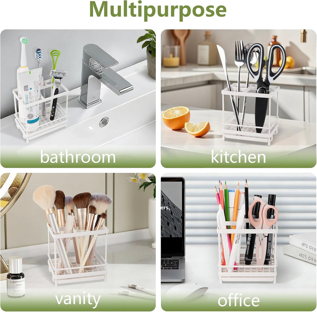 Electric Toothbrush Holders for Bathrooms Toothpaste Organizer, White