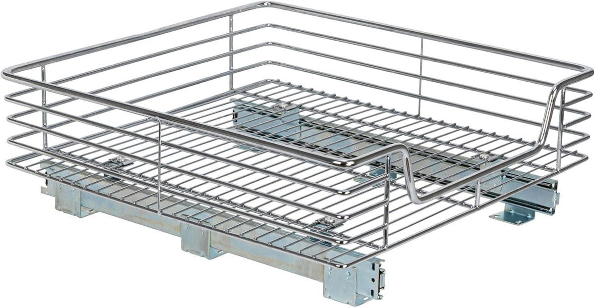 Home Decorators Collection Extra deep Sliding Organizer, 6" Hx20 Wx21 D, Chrome