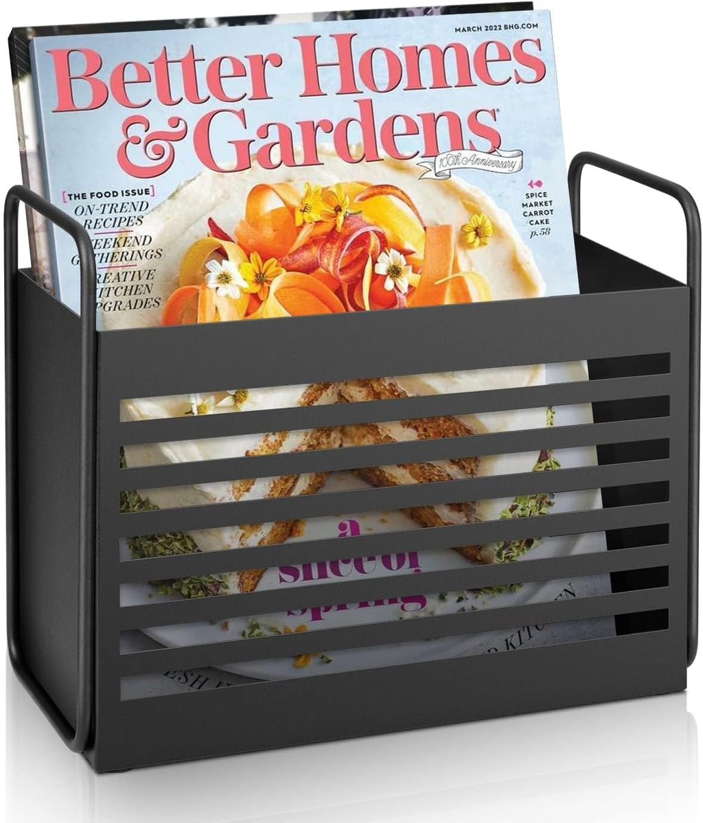 Metal Magazine Rack for Living Room, Modern Iron Magazine Holder Organizer with Sturdy Frame, Freestanding Newspaper and Book Storage Stand for Home Office Bedroom