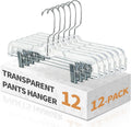 12 Pack Clear Plastic Skirt Hangers, Pants Hangers with Clips
