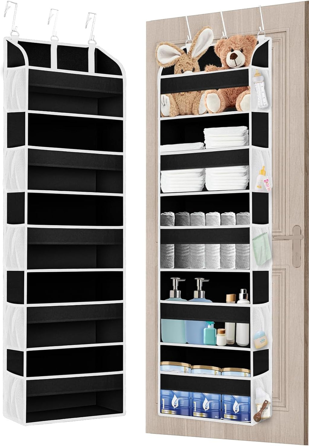 TAHAVICE 1Pack Over the Door Organizer Storage, 5 Large & 10 Mesh Pockets