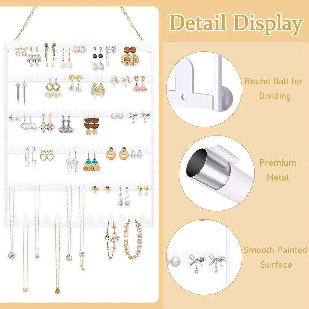 6 Tier Earring Holder Wall Mounted Hanging Earring Organizer White