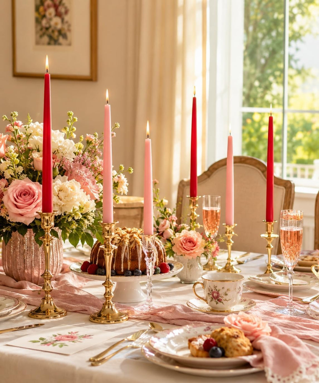 6 Pack Red 6 Pack Pink Taper Candle for Romantic Wedding Home Decor
