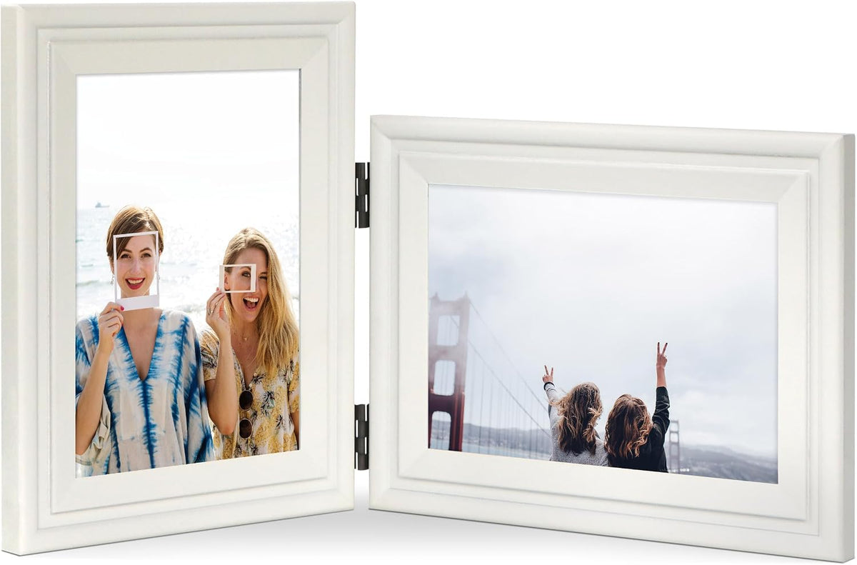 Double 5x7 Vertical Horizonta Frame, White Decorative Wood Frame