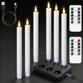 GenSwin Rechargeable Flameless Taper Candles Charging Base & 2 Remote White