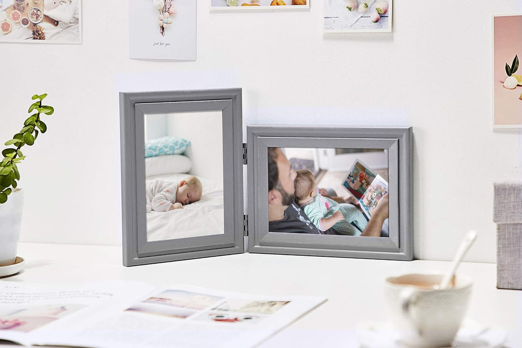 Double 5x7 Vertical Horizonta Frame, Grey Decorative Wood Frame