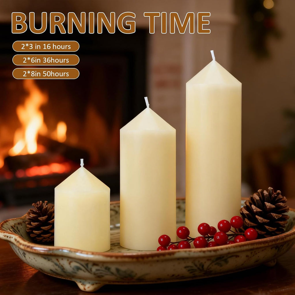 24-Pack Ivory Pillar Candles Bulk Set