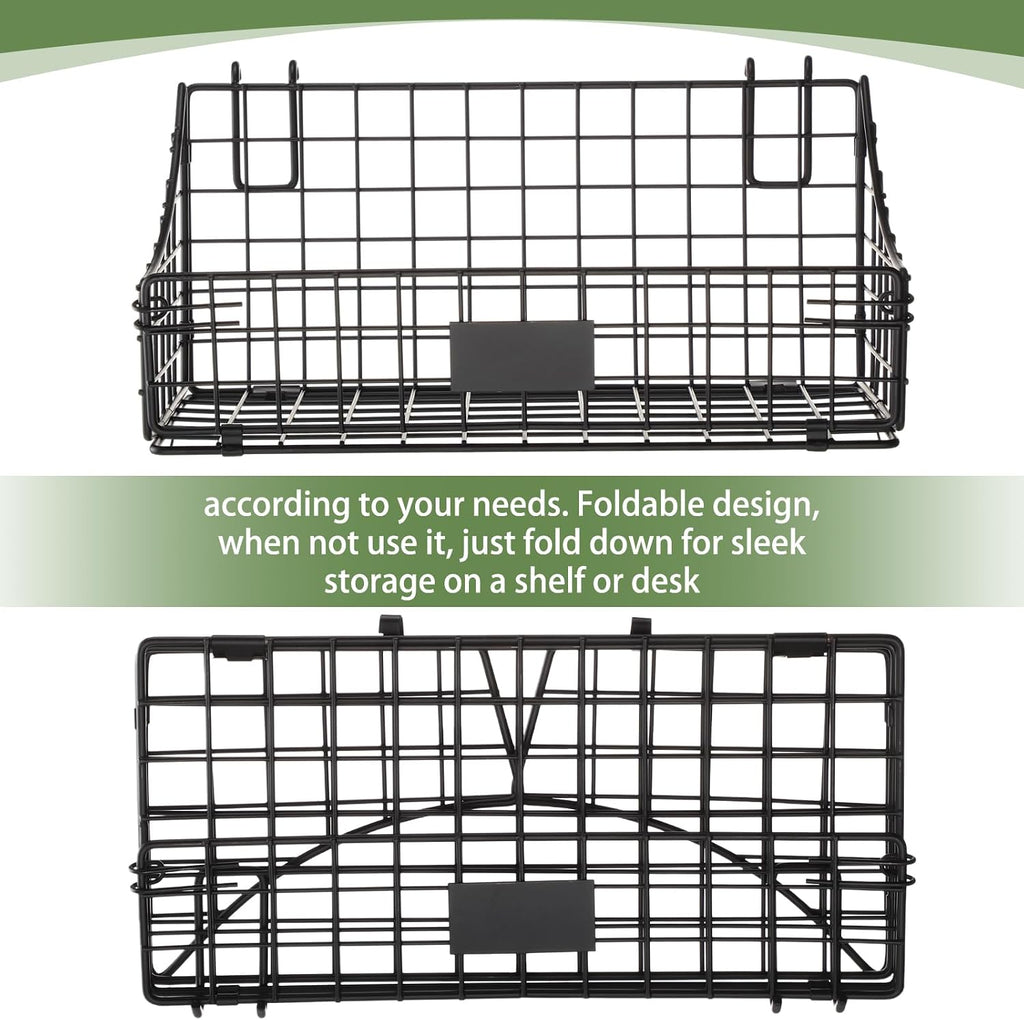 Blulu 4 Pcs Grid Wall Baskets, Wire with Hooks for Hanging, 11 x 6 x 5 Inch