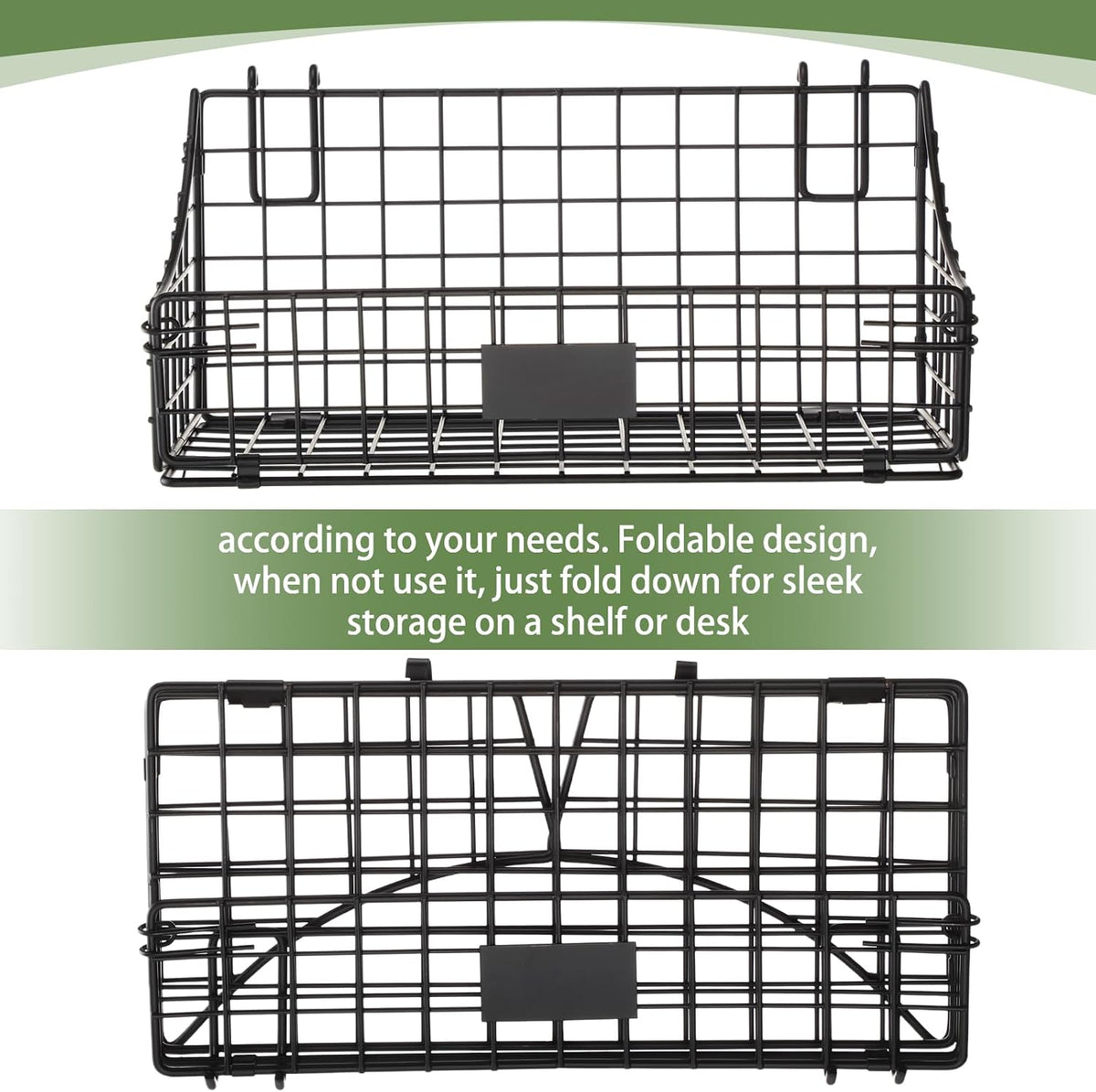Blulu 4 Pcs Grid Wall Baskets, Wire with Hooks for Hanging, 11 x 6 x 5 Inch